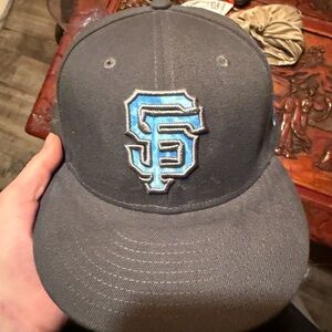 New Era Black Cap with White and Red Accents